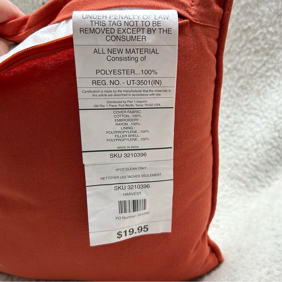 PIER 1 Harvest throw pillow kitty in pumpkin thankgiving halloween orange 12" - Picture 10 of 14